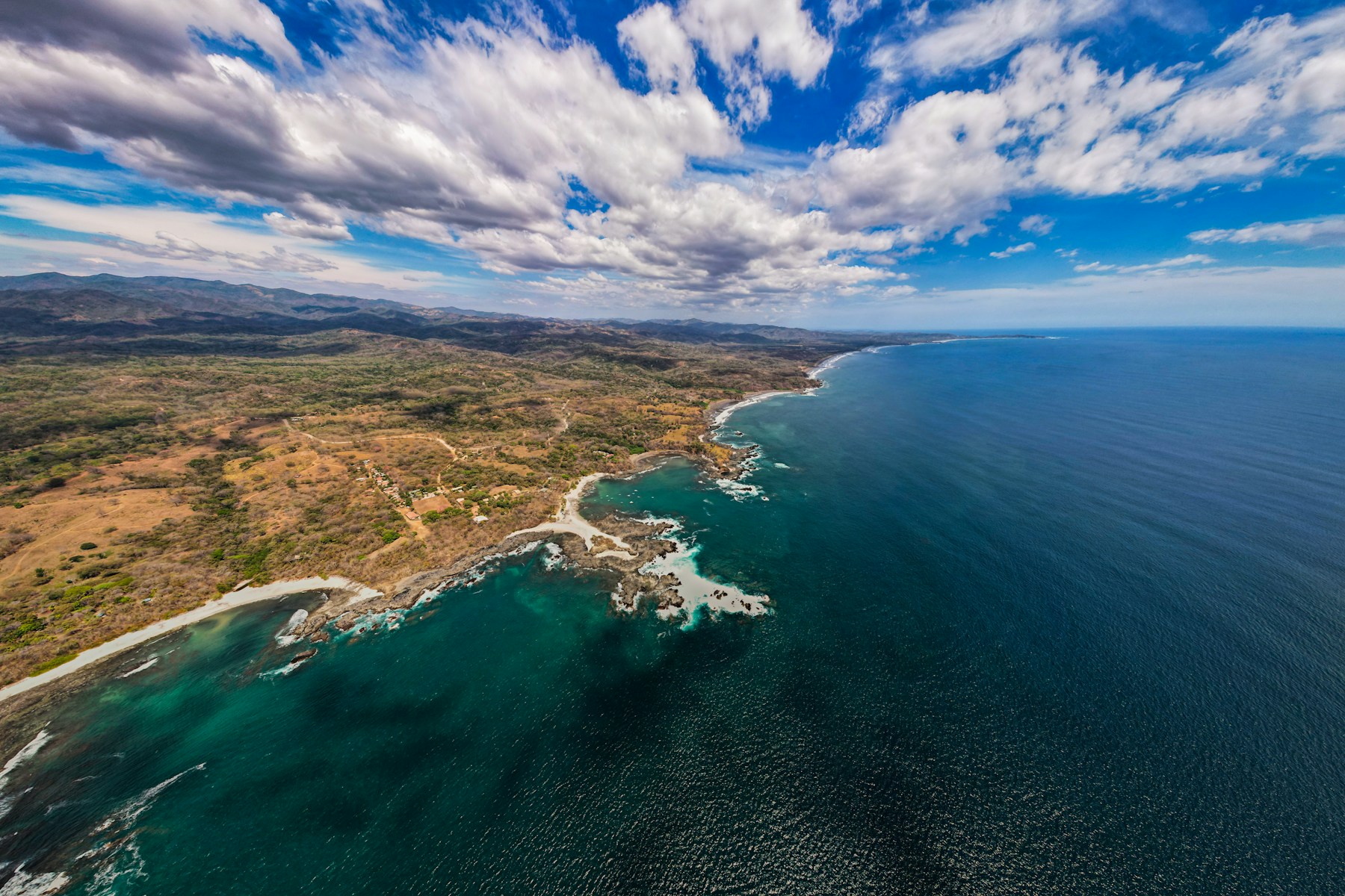 Pacific coastline and forested headland in Costa Rica